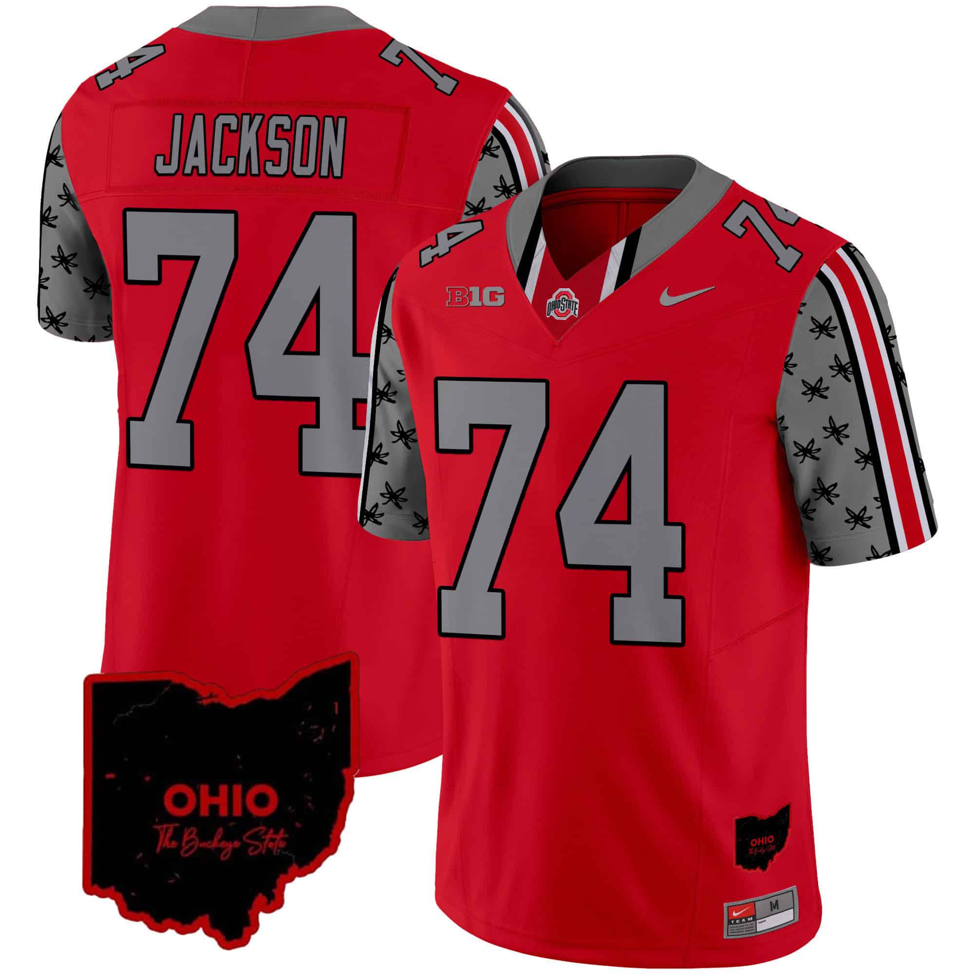 Men Ohio State Buckeyes #74 Jackson Red 2024 Nike Home Patch Vapor Limited NCAA Jersey